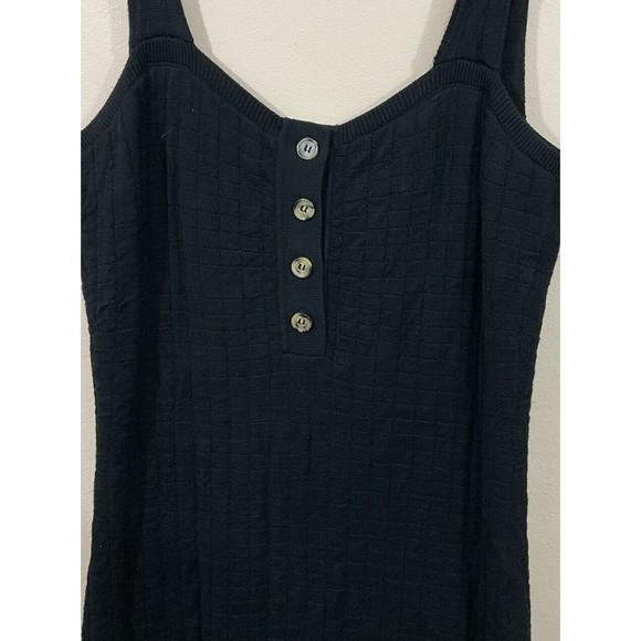 Free People Beach Womens Textured Mini Dress M Black Cover Up Minimalist Bodycon - Picture 2 of 6